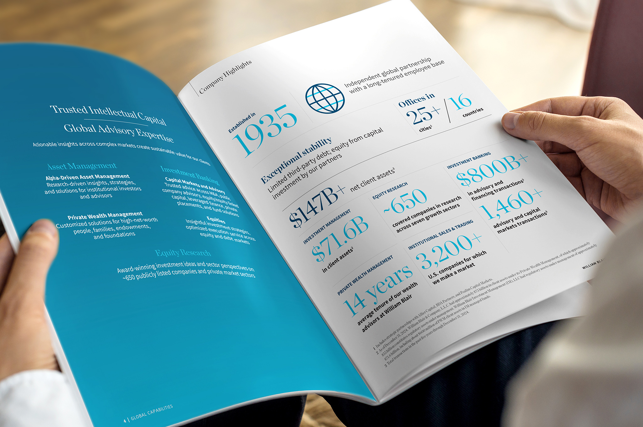 Corporate Capabilities Brochure in someone's hands
